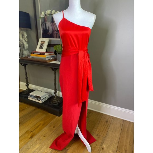 Revolve x Likely Yara One Shoulder Gown Scarlet Red Women's Size 10 - Picture 4 of 10